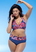 Plus Size Ethnic Halter High Waisted Bikini Swimsuit