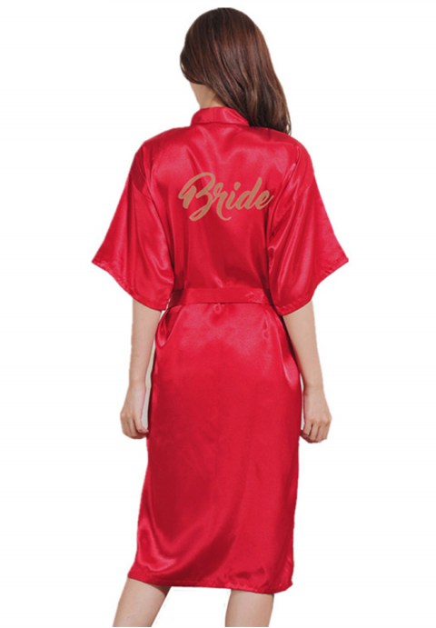 Women's Satin Kimono Robes For Bride Bridesmaid With Gold Glitter Wedding Party Bridal Shower