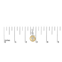 18K Yellow Gold Plated .925 Sterling Silver 1/8 Cttw Diamond Hammered Finished Medallion with Cross Drop and Dangle Earrings (I-J Color, SI1-SI2 Clarity)