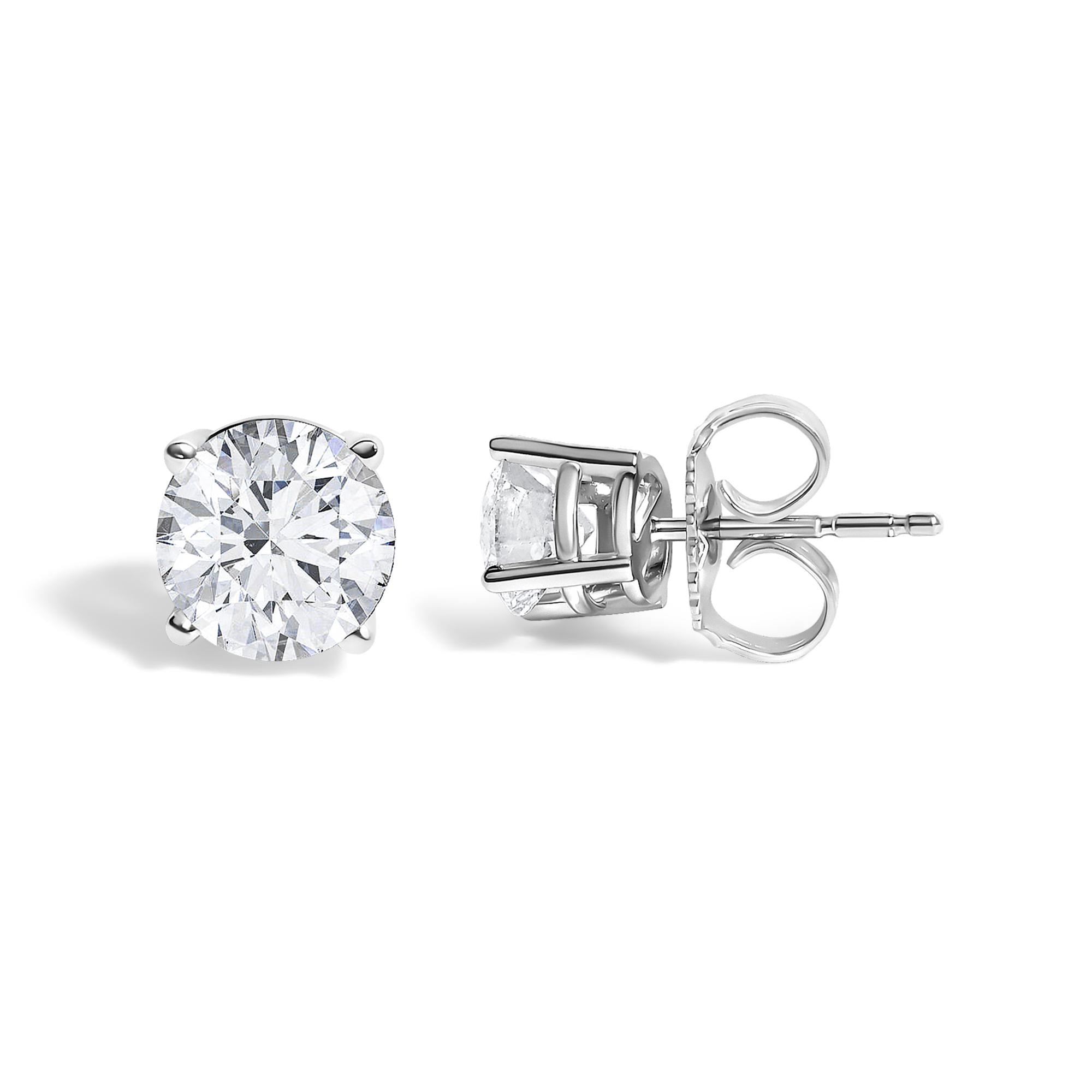 14K White Gold 1 1/10 Cttw Round Diamond Solitaire Stud Earrings