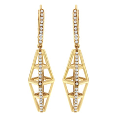 14K Yellow Gold 5/8 Cttw Diamond Geometrical Pillar Drop and Dangle Earrings (G-H Color, SI1-SI2 Clarity)