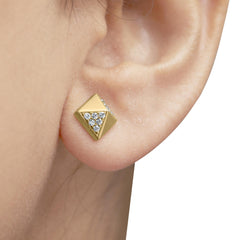 14K Yellow Gold 1/4 Cttw Diamond Pyramid Stud Earring (G-H Color, SI1-SI2 Clarity)