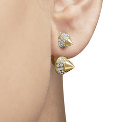 14K Rose Gold 1.00 Cttw Diamond Double Cone Jacket Stud Earring (G-H Color, SI1-SI2 Clarity)