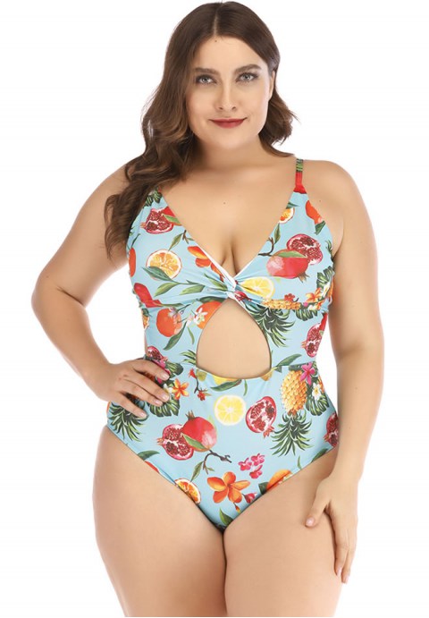 Plus Size Fruit Print Bikini Set