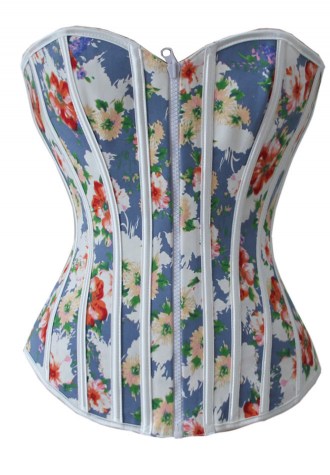Long Line Rainbow Floral Print Reversible Corset