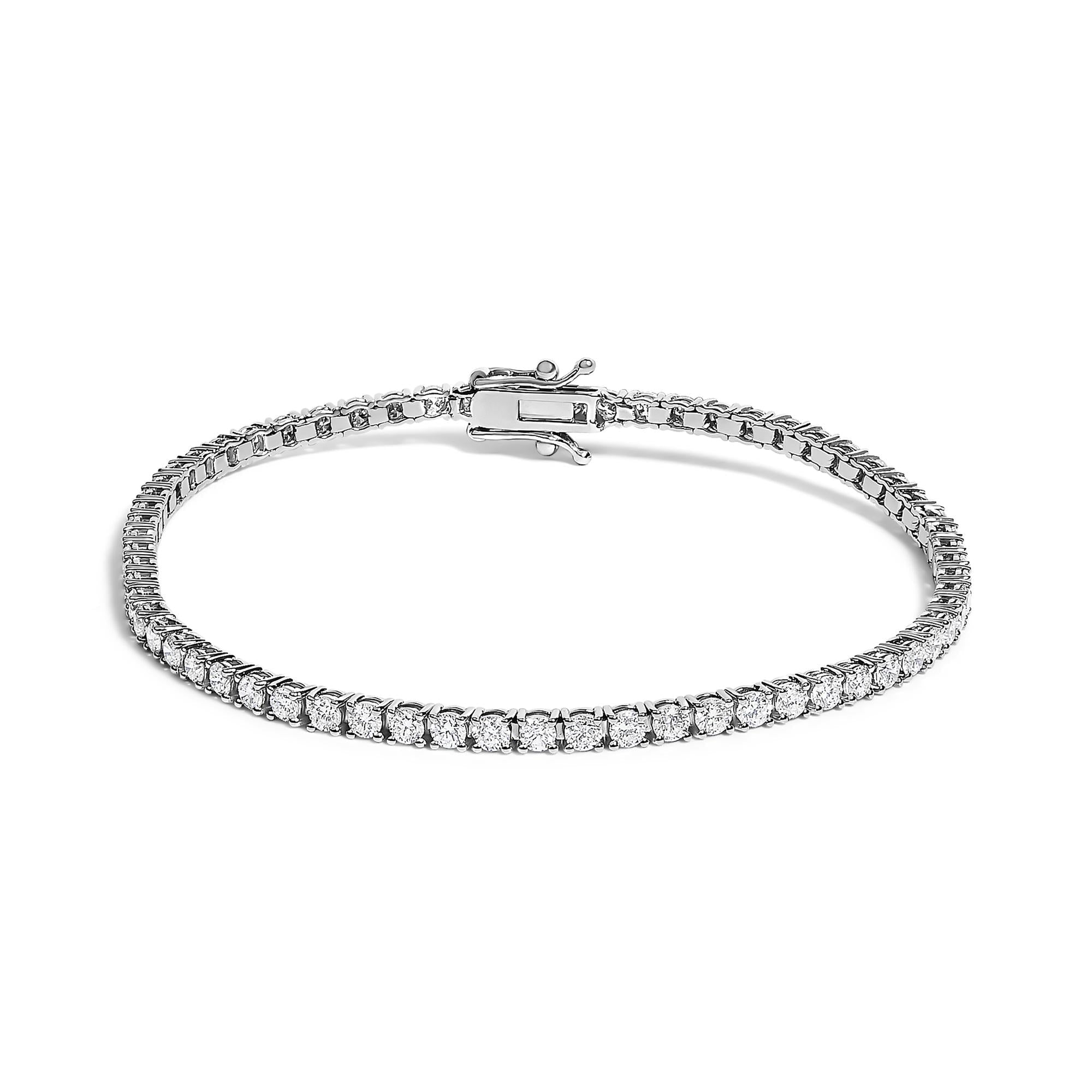 14K White Gold 3.00 Ctw Diamond Classic Standard 4 Prong Set Tennis Bracelet
