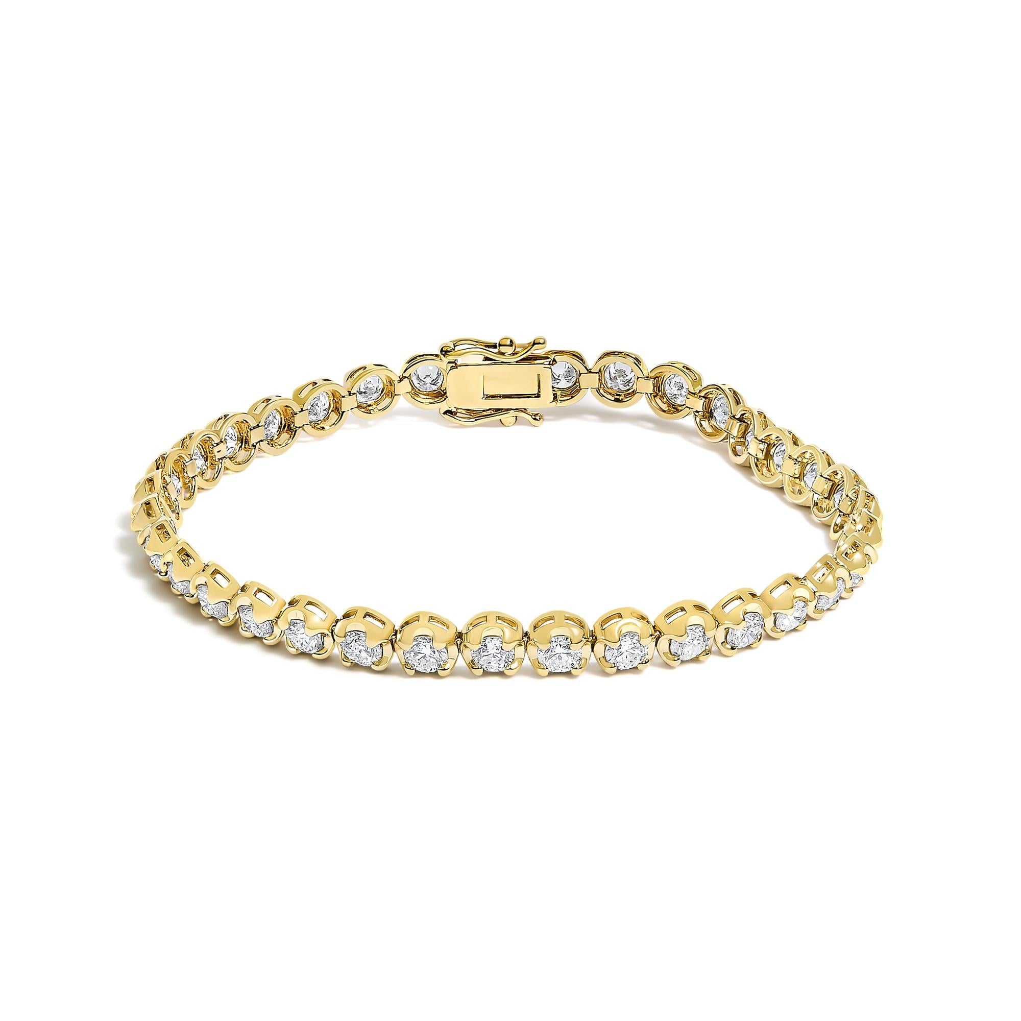 14K Yellow Gold 5.0 Cttw Diamond Scalloped Link Tennis Bracelet