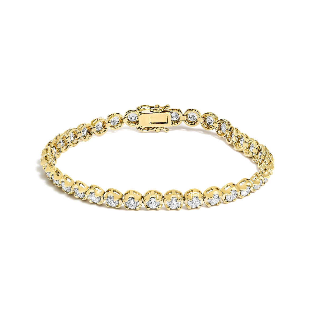 14K Yellow Gold 5.0 Cttw Diamond Scalloped Link Tennis Bracelet