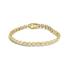 14K Yellow Gold 5.0 Cttw Diamond Scalloped Link Tennis Bracelet
