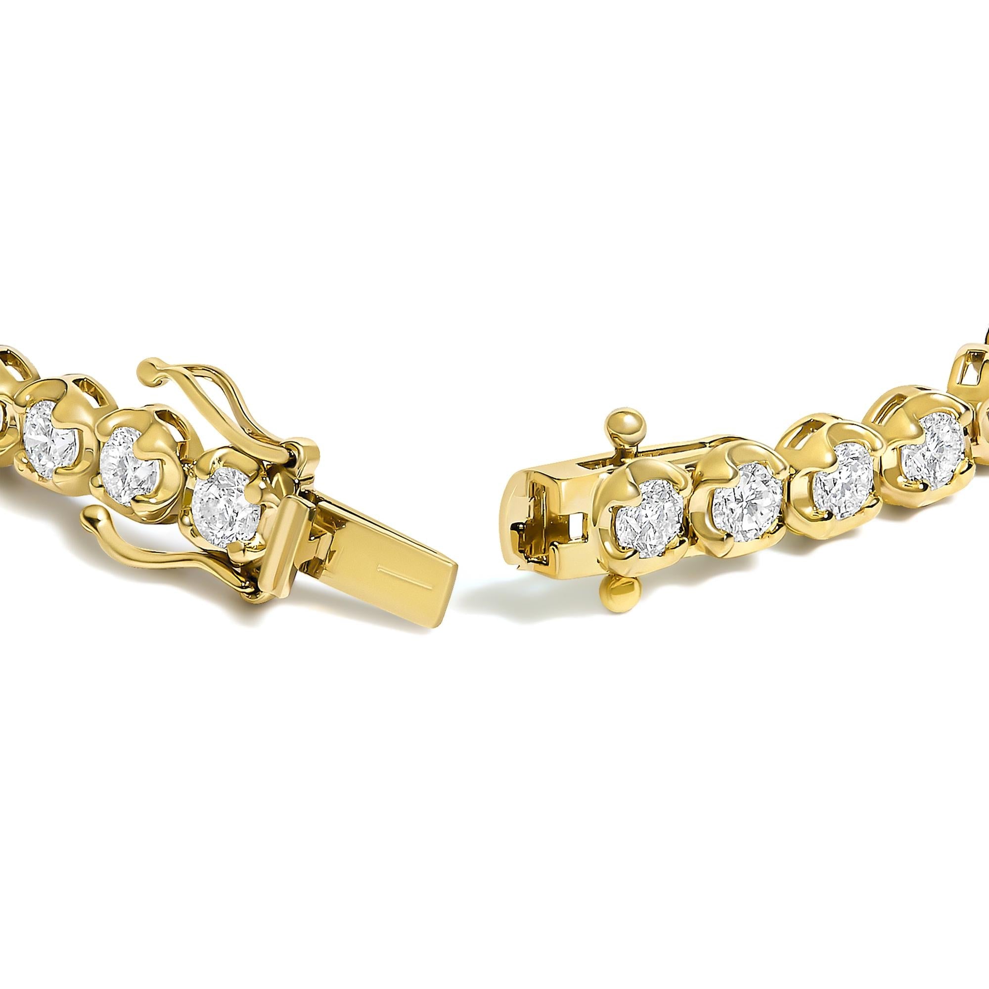 14K Yellow Gold 5.0 Cttw Diamond Scalloped Link Tennis Bracelet