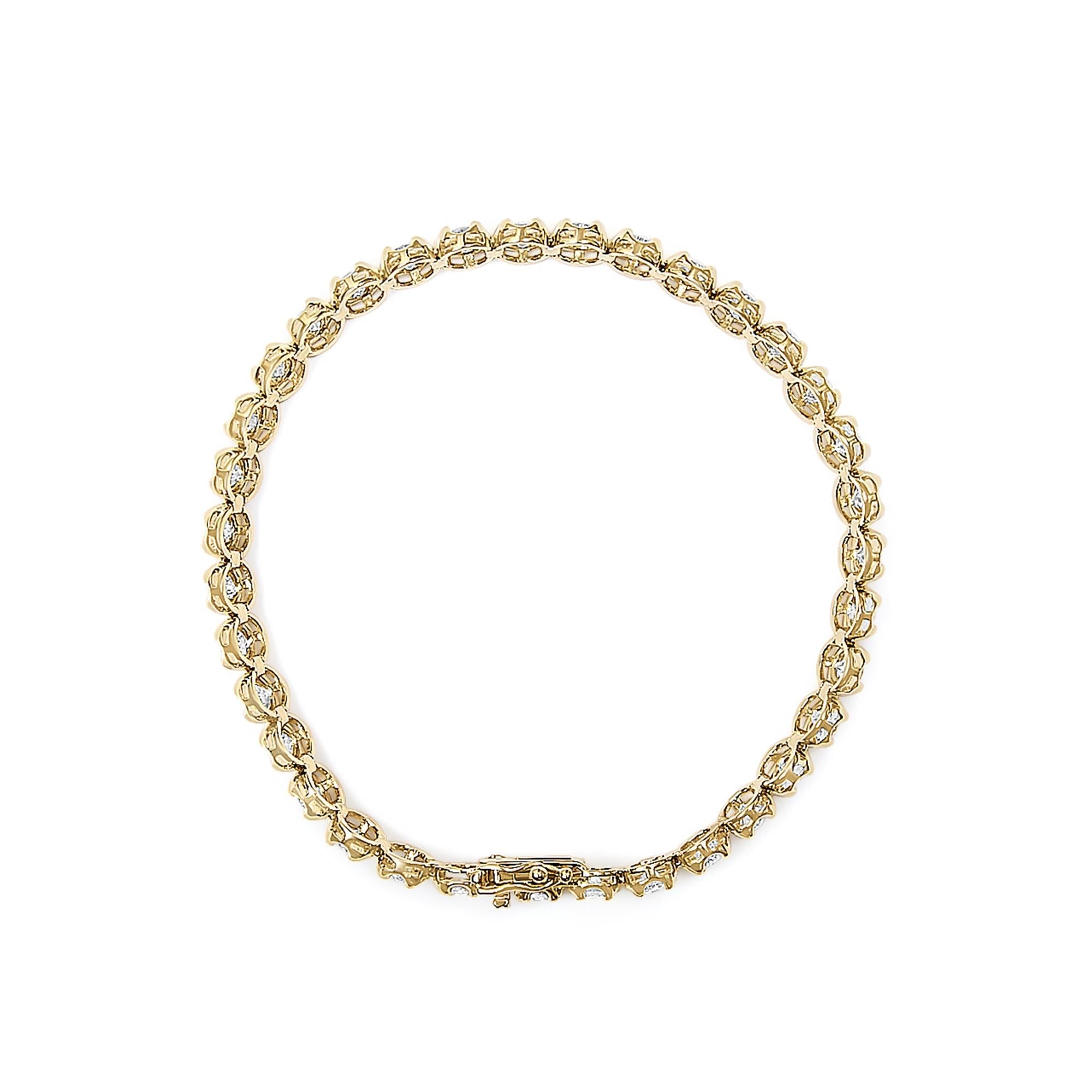 14K Yellow Gold 5.0 Cttw Diamond Scalloped Link Tennis Bracelet