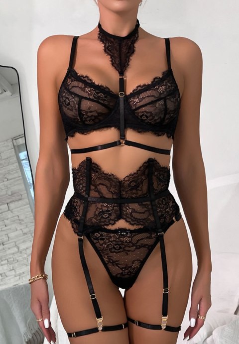 Midnight Beauty Bra and Garter Set