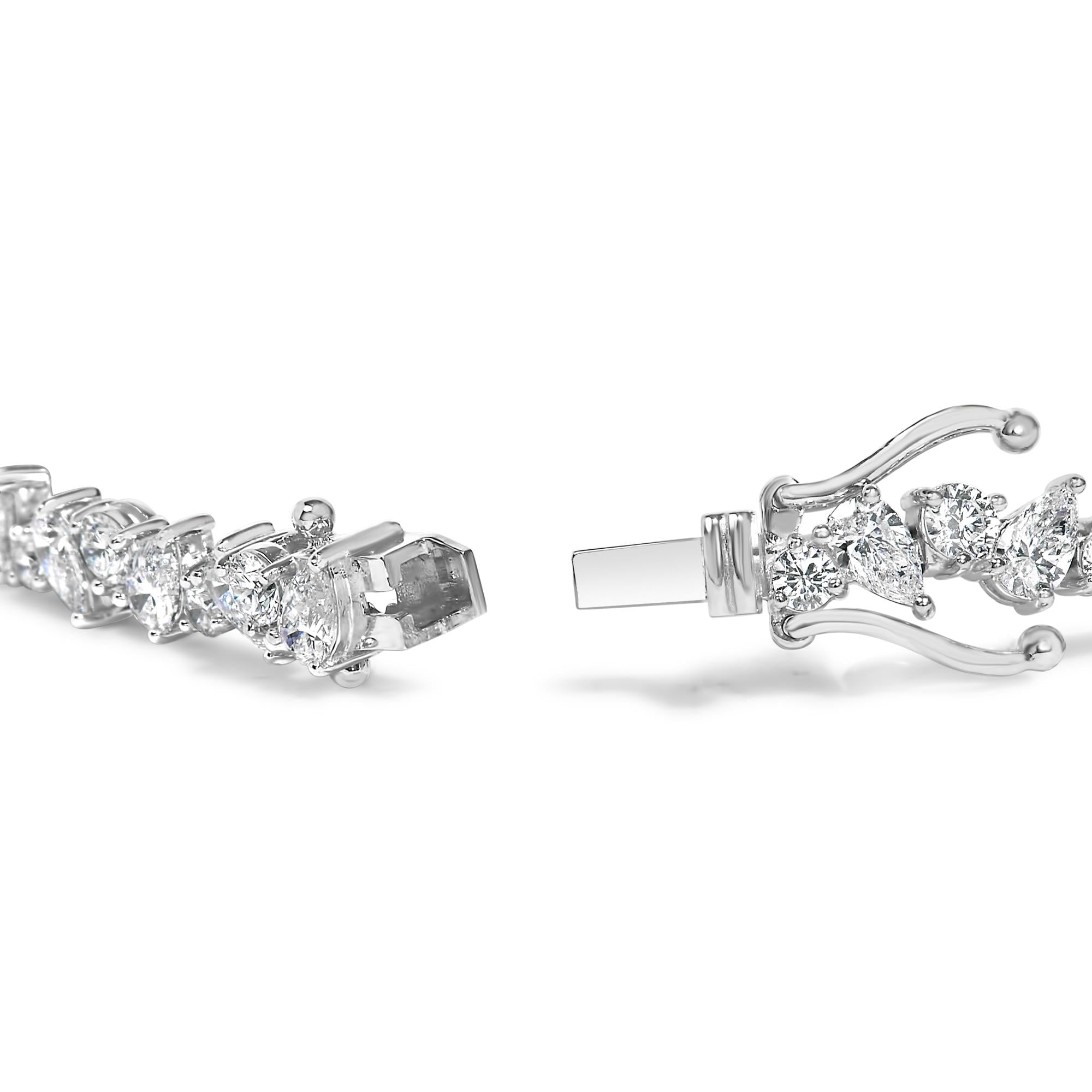 14K White Gold 7 1/2 Cttw Alternating Round and Pear Lab Grown Diamond Tennis Bracelet - 7 inches"