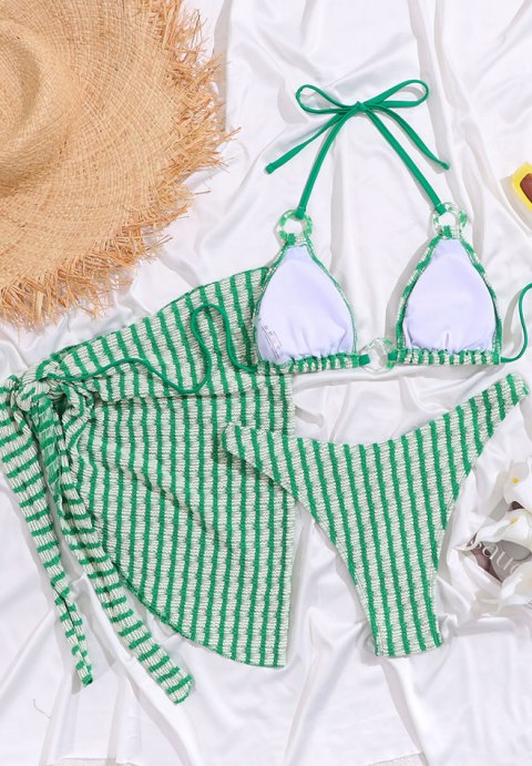 Bold Striped Bikini with Ring Detail