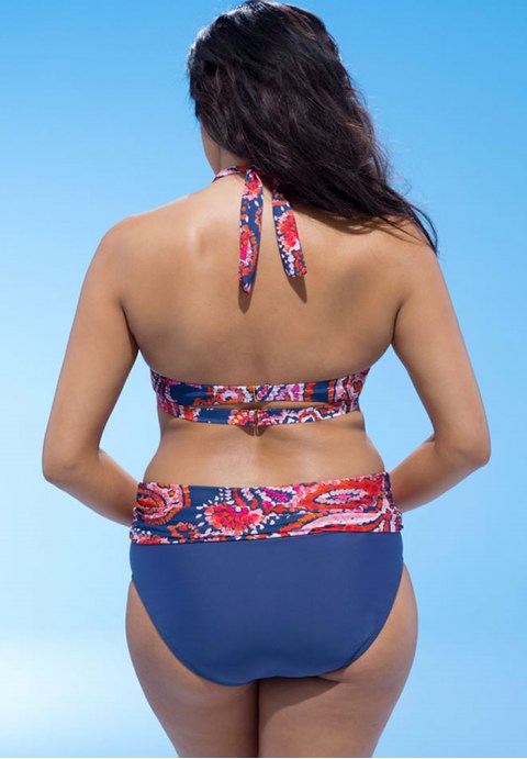 Plus Size Ethnic Halter High Waisted Bikini Swimsuit