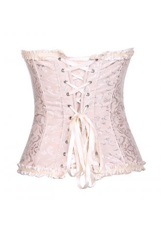Embroidered Ruffled Trim Burlesque Corset Bustier