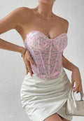 Elegant Strapless Floral Lace Bustier