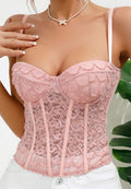 Sensual Pink Lace Sheer Bustier