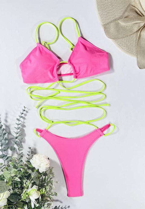 Wrap Tie Back Bikini Swimsuit With Knot Beach Skirt