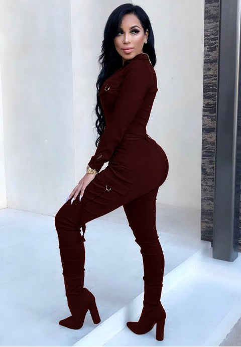 Women's Sexy Long Sleeve High Waisted Jumpsuits Rompers