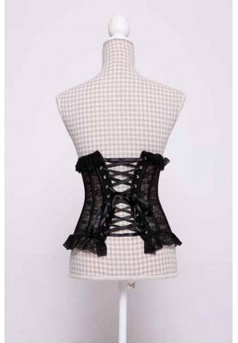 Plus Size Black Sheer Lace Underbust Corset