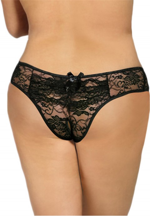 Plus Size Lace Open Crotch Hipster With Ruffles