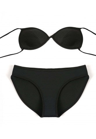 Plain Color Rubber and Neoprene Bikini Set