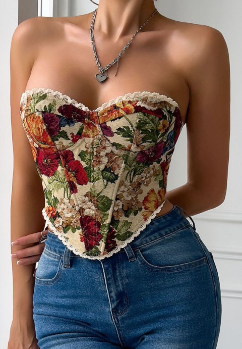 Versatile Floral Bustier Top