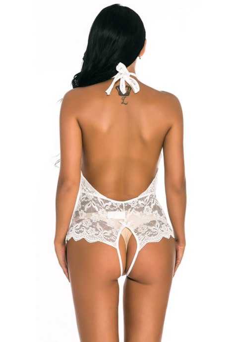 White Lace Top with Open Back Detail