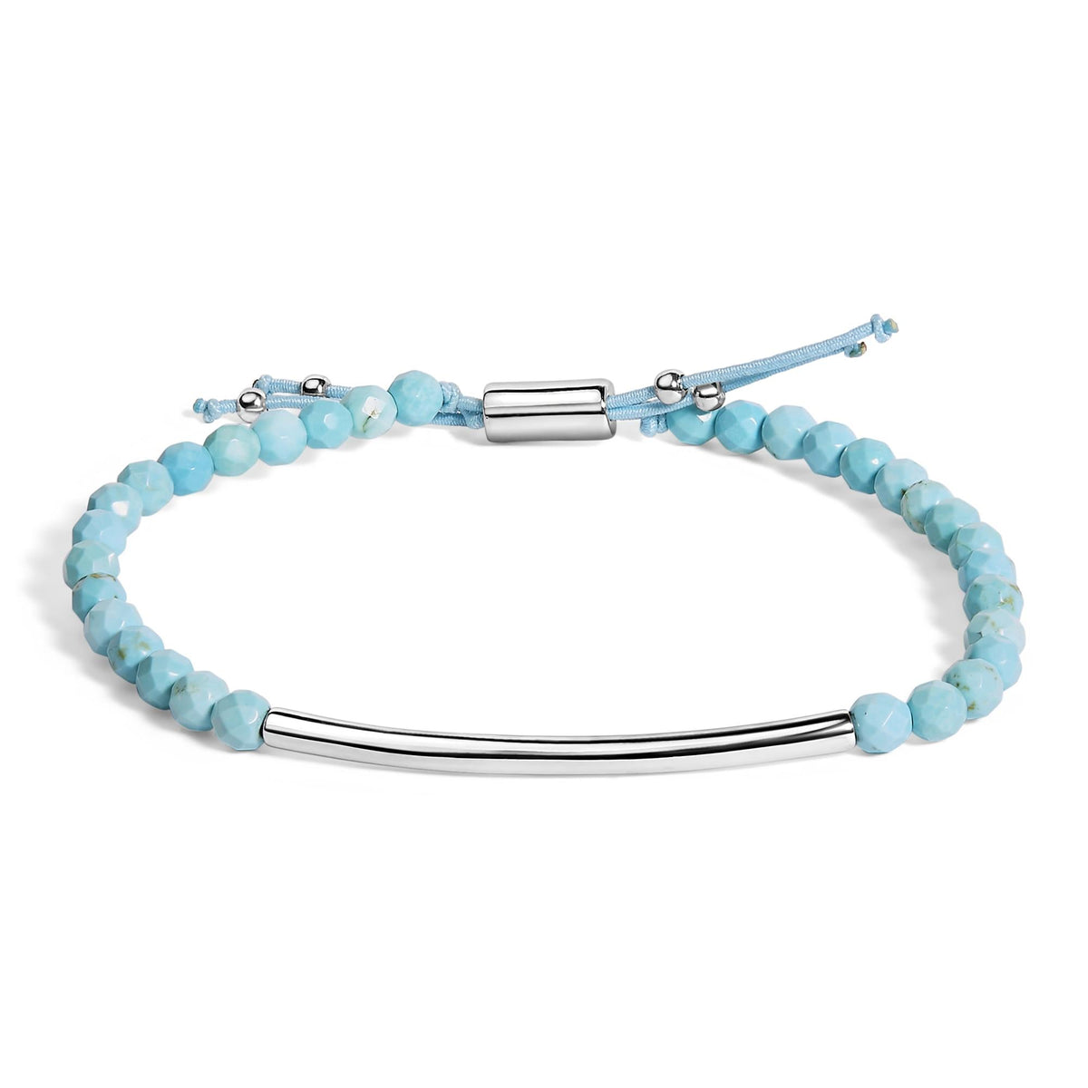 Sterling Silver Turquoise Beads Station Bracelet with Bolo Clasp
