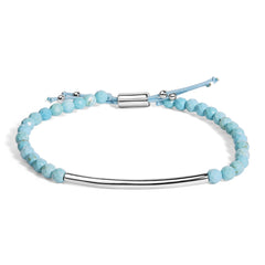 Sterling Silver Turquoise Beads Station Bracelet with Bolo Clasp