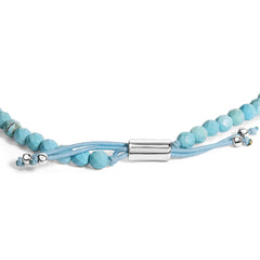 Sterling Silver Turquoise Beads Station Bracelet with Bolo Clasp