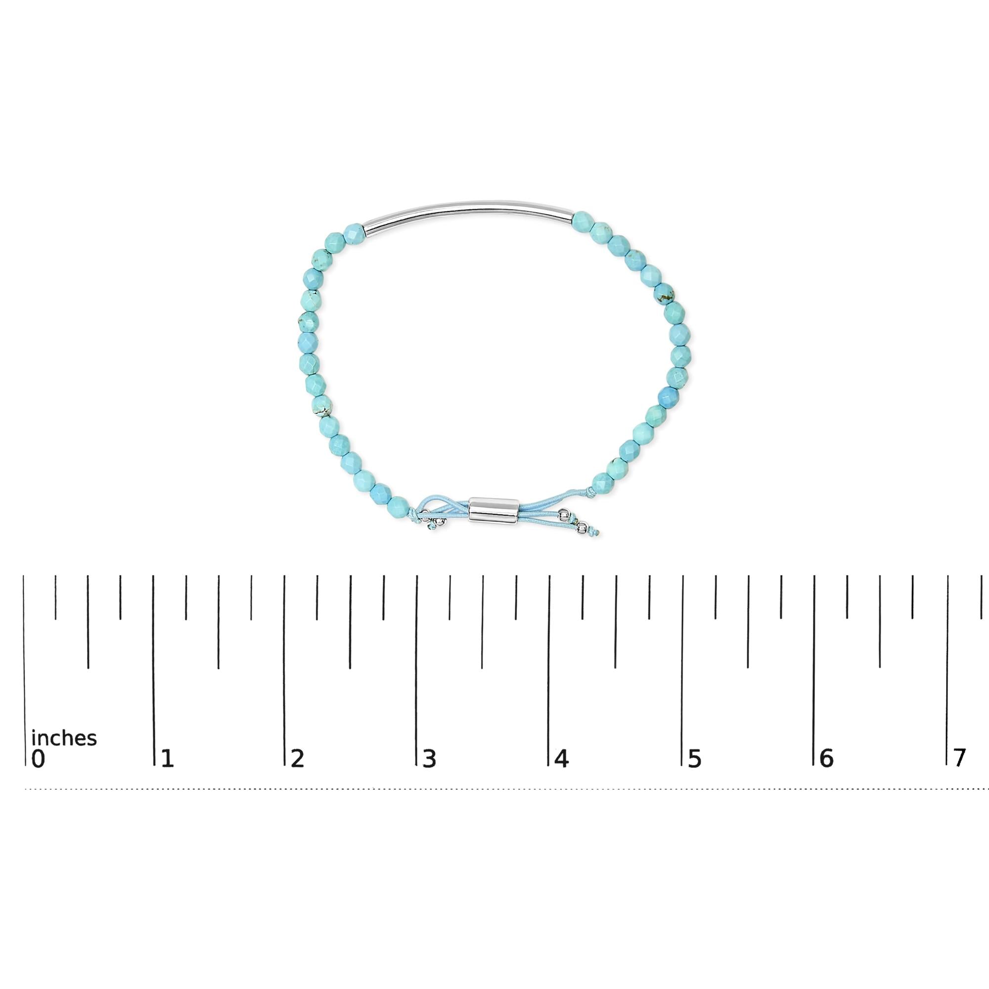 Sterling Silver Turquoise Beads Station Bracelet with Bolo Clasp