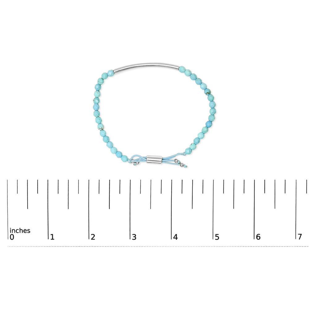 Sterling Silver Turquoise Beads Station Bracelet with Bolo Clasp
