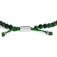 Sterling Silver Malachite Bead Station Bracelet with Bolo Clasp