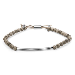 Sterling Silver Jasper Bead Station Bracelet Bolo Clasp