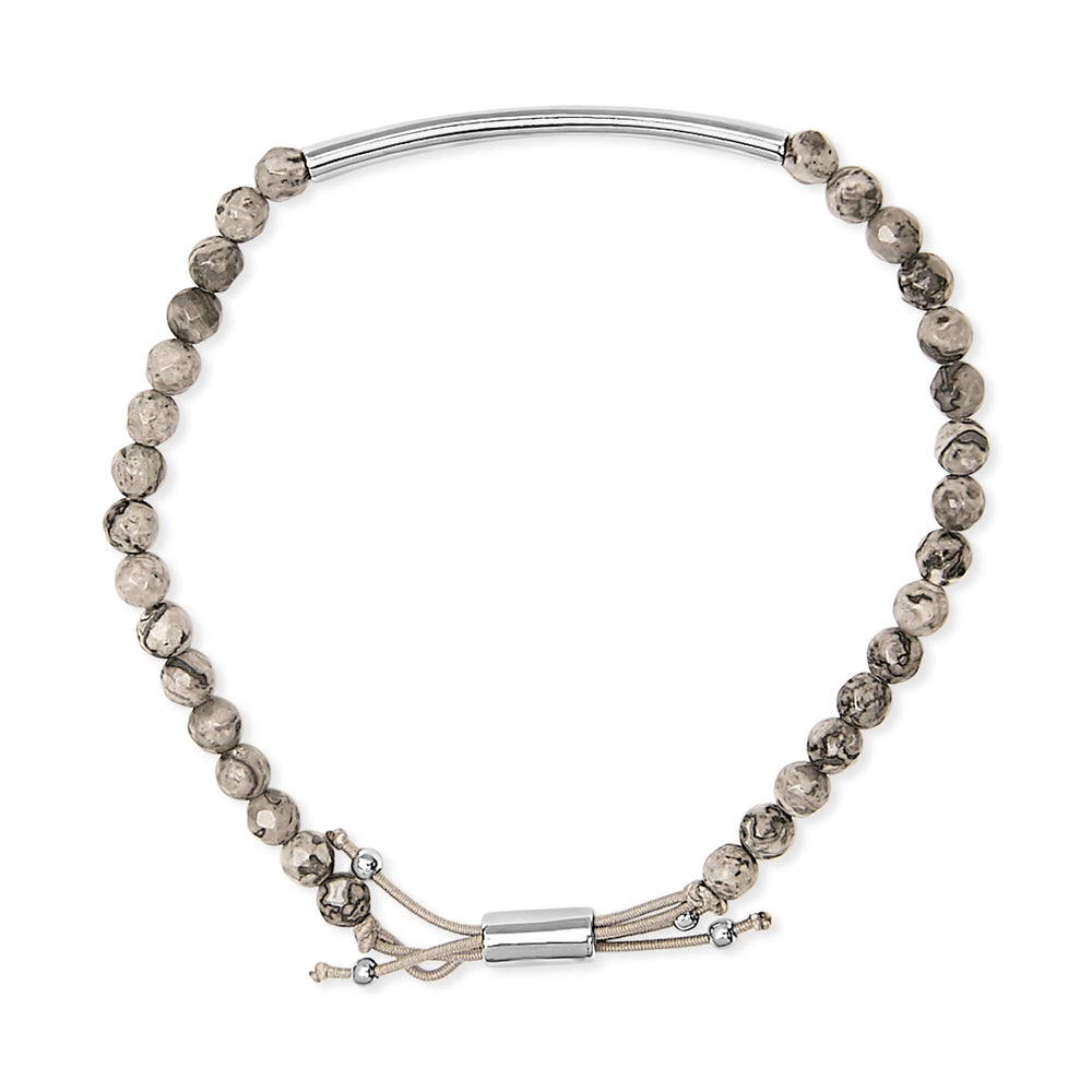 Sterling Silver Jasper Bead Station Bracelet Bolo Clasp