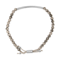 Sterling Silver Jasper Bead Station Bracelet Bolo Clasp