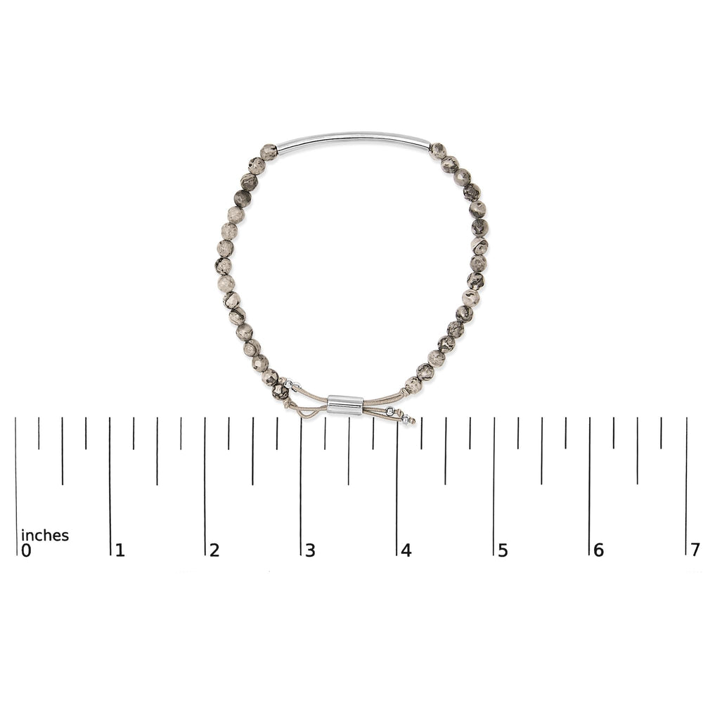 Sterling Silver Jasper Bead Station Bracelet Bolo Clasp