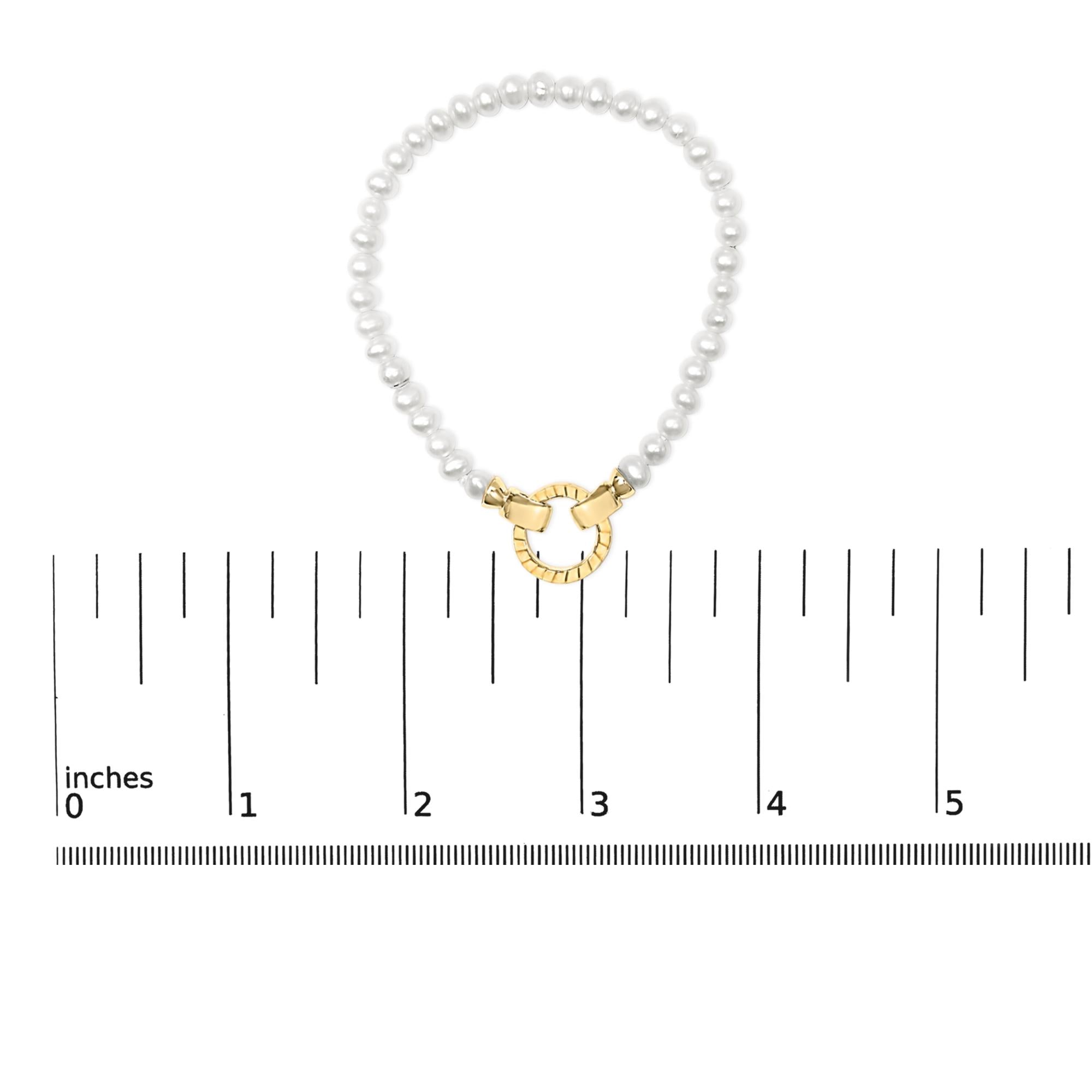 18K Yellow Gold Vermeil Pearl Infinity Lock Tennis Bracelet