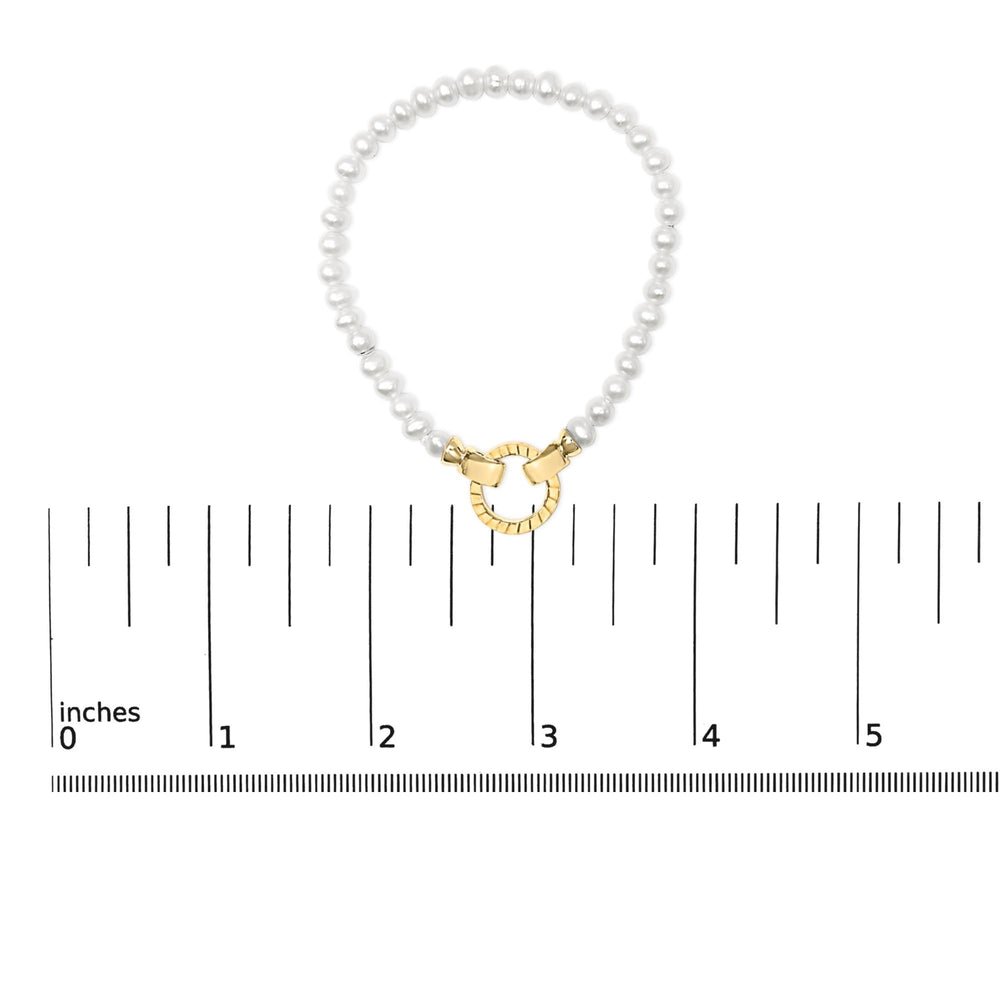18K Yellow Gold Vermeil Pearl Infinity Lock Tennis Bracelet