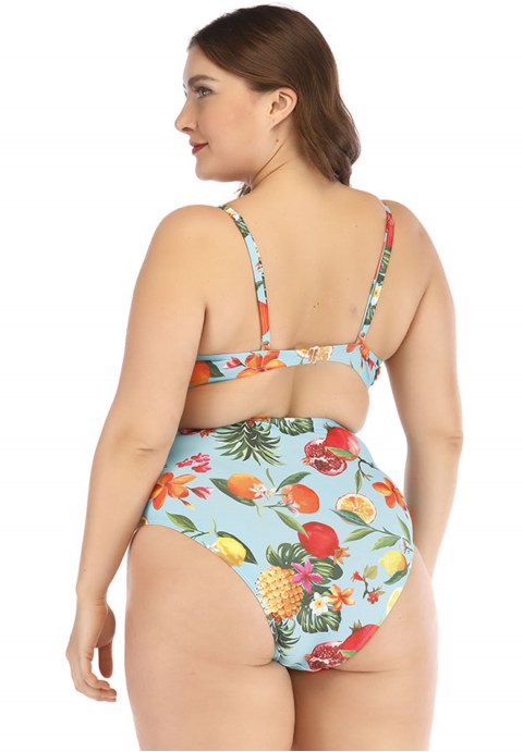 Plus Size Fruit Print Bikini Set