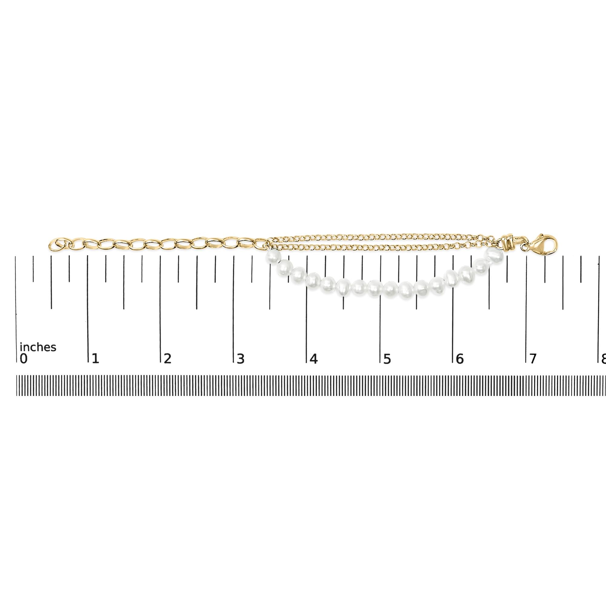 18K Yellow Gold Vermeil Cultured Pearl Station Link Bracelet