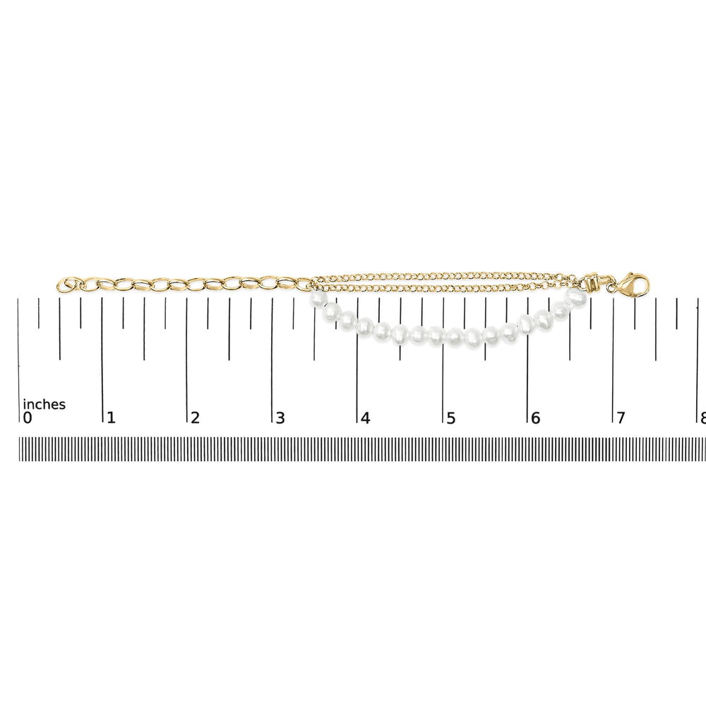 18K Yellow Gold Vermeil Cultured Pearl Station Link Bracelet