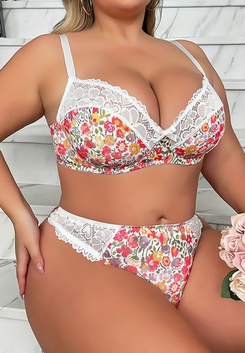 Vibrant Floral Plus Size Lingerie Set