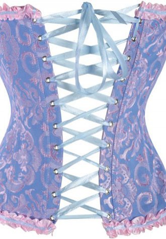 Blue Glamourous Jacquard Floral Overbust Corset Bustier- Reduced Price!