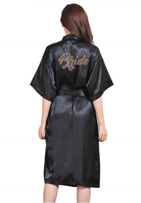 Women's Satin Kimono Robes For Bride Bridesmaid With Gold Glitter Wedding Party Bridal Shower