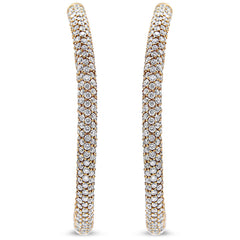 18K Rose Gold 6.90 Cttw Pave Set Diamond Inside Out Eternity Hoop Earrings (F-G Color, VS1-VS2 Clarity)