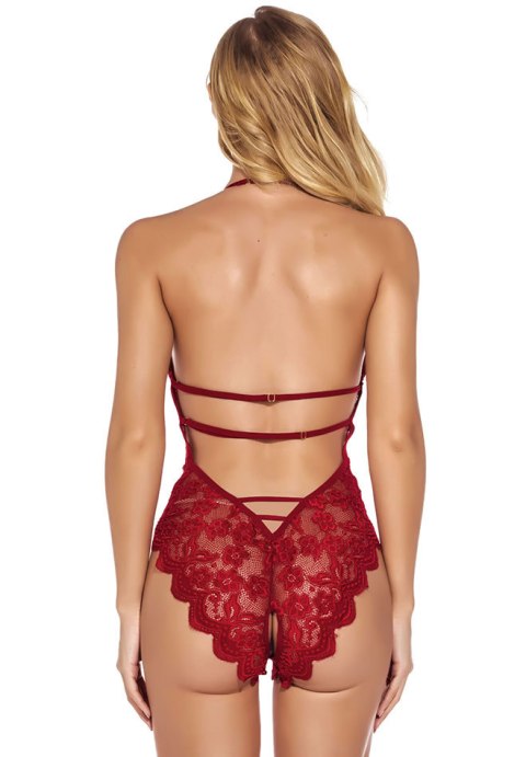 Alluring Red Floral Lace Teddy
