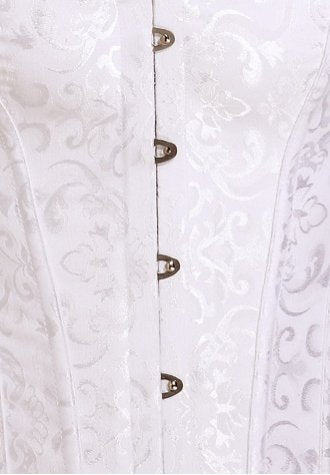 White Victorian Jacquard Tapestry Overbust Bridal Corset Bustier